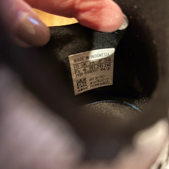 EUC Adidas swift running shoe with slip on feature; black and white fun print. - Picture 4 of 6